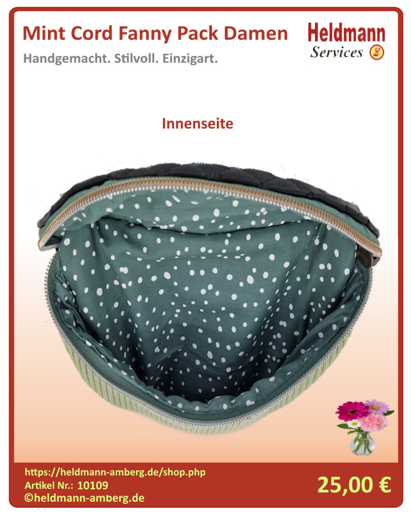 10109 Mint Cord Fanny Pack Damen Innenseite