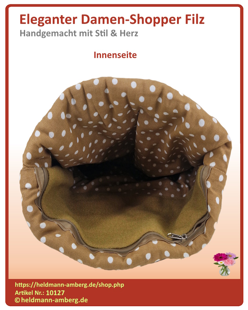10127 Eleganter Damen-Shopper Filz Innenseite
