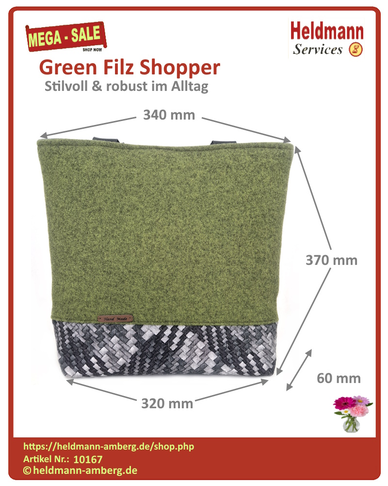 10167 Green Filz Shopper Maße