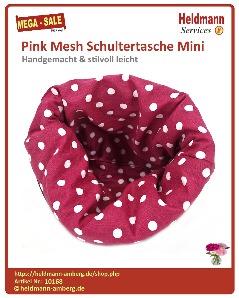 10168 Pink Mesh Schultertasche Mini Innenseite