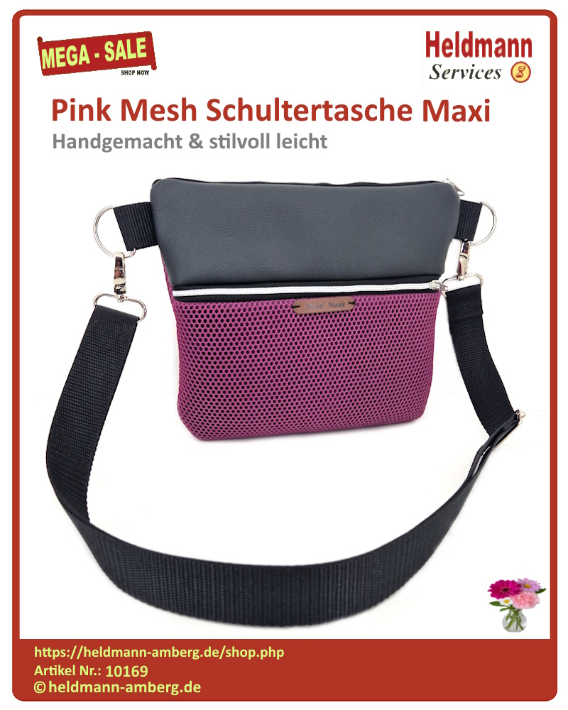 10169 Pink Mesh Schultertasche Maxi