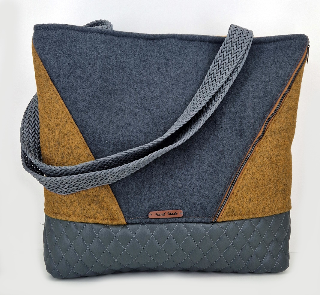 10044 FilzLiebe Shopper Grau-Braun Vorderseite