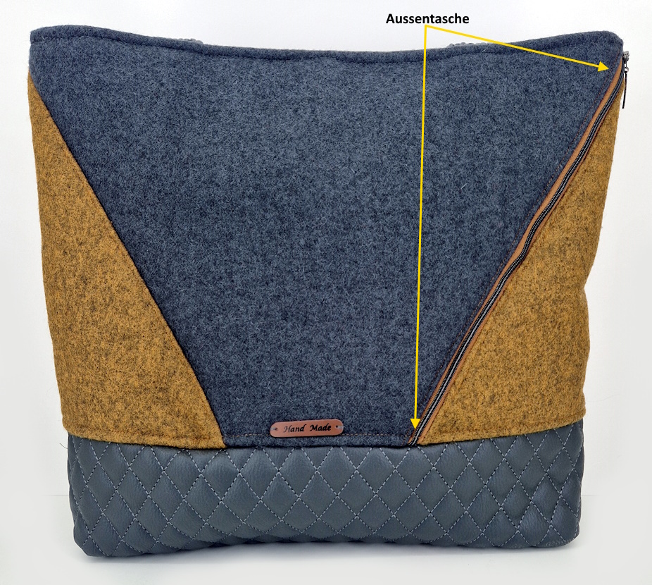 10044 FilzLiebe Shopper Grau-Braun Vorderseite II