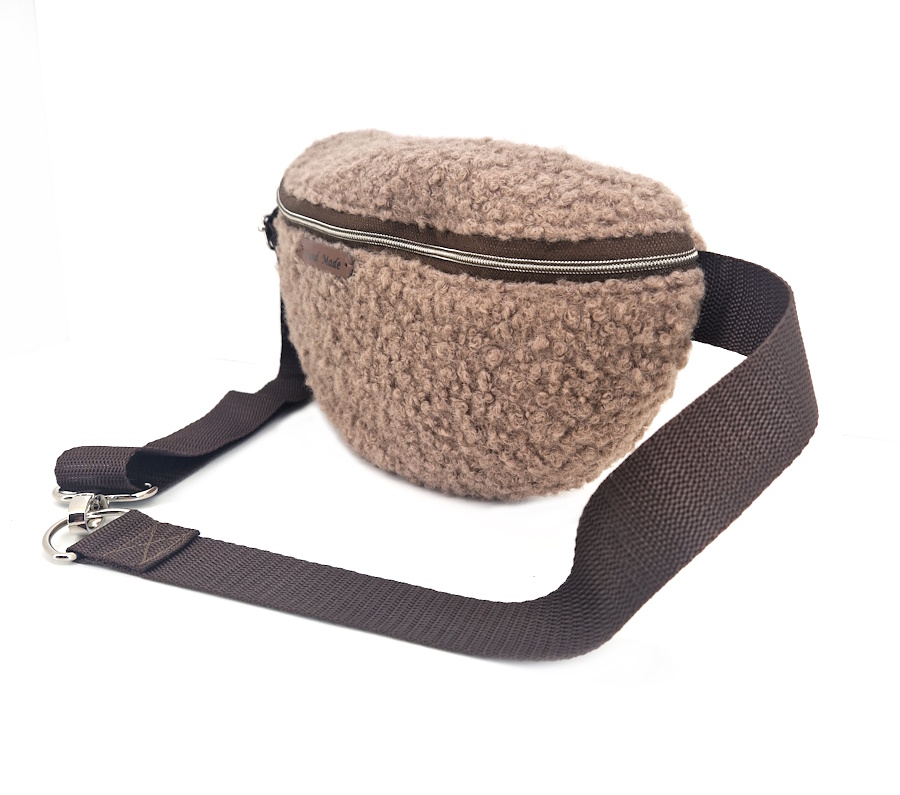 10050 Bouclé-Bauchtasche Beige Seitenansicht rechts