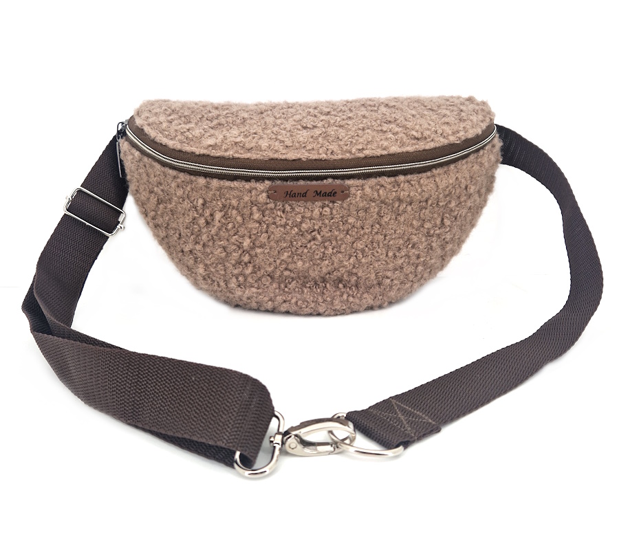 10050 Bouclé-Bauchtasche Beige Vorderansicht