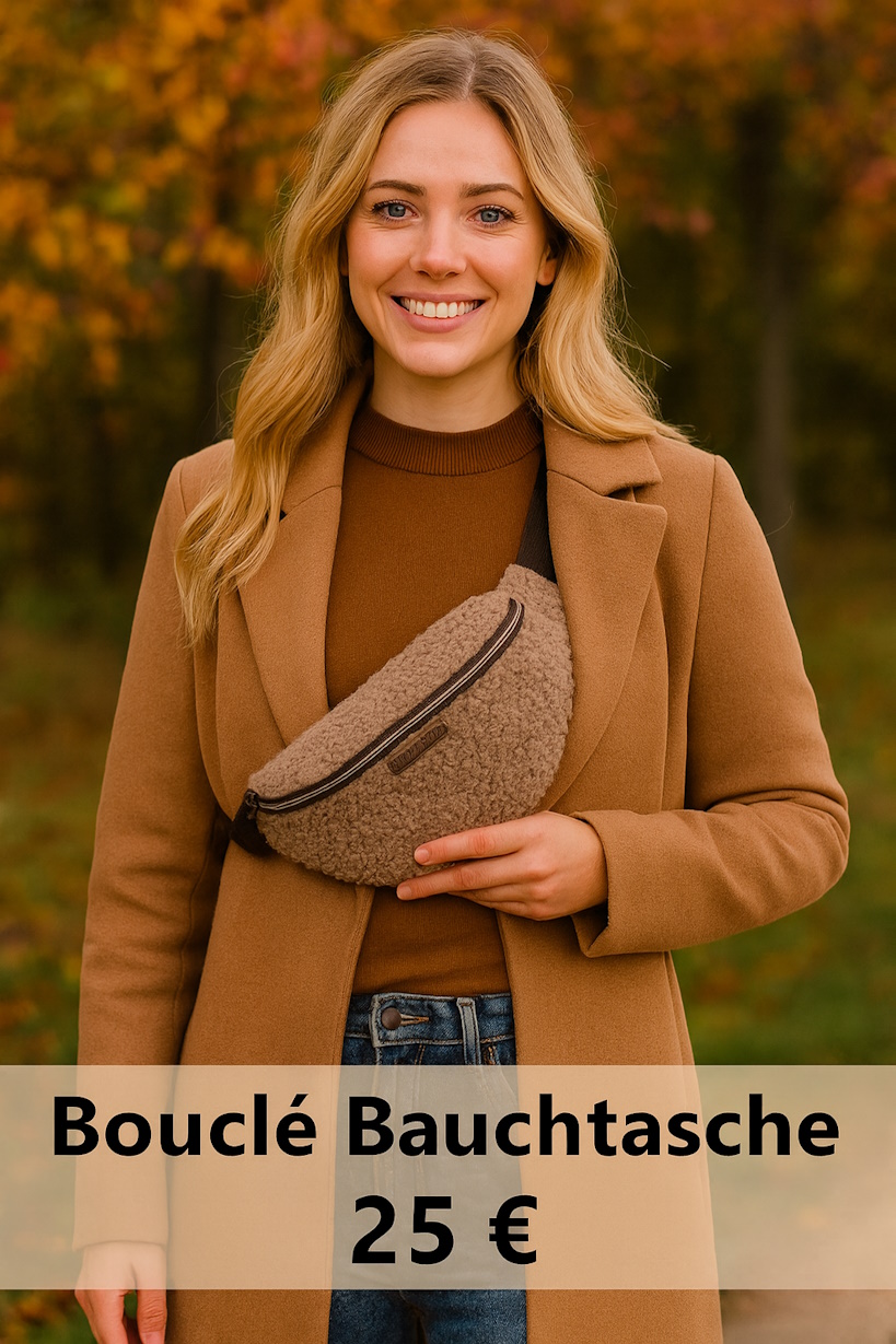 10050 Bouclé-Bauchtasche Beige