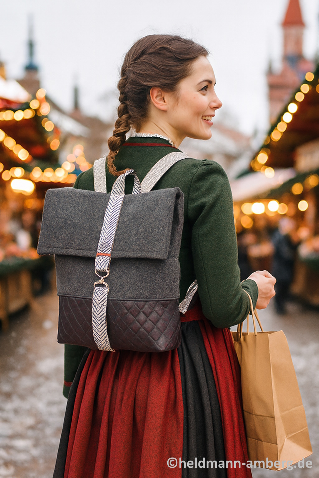 10060 Damen-Rucksack aus Filz & Leder