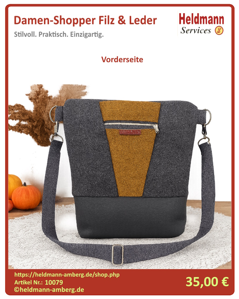 10079 Damen-Shopper Filz & Leder Vorderseite