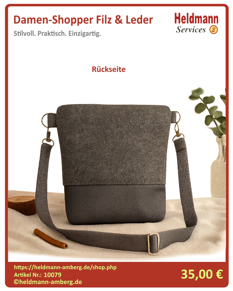 10079 Damen-Shopper Filz & Leder Rückseite