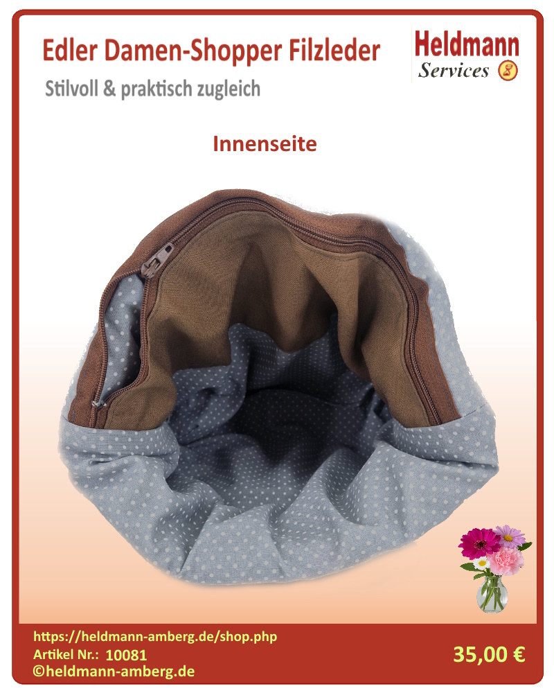 10081 Edler Damen-Shopper Filzleder Innenseite