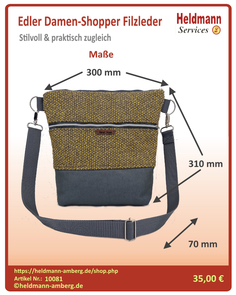 10081 Edler Damen-Shopper Filzleder Maße