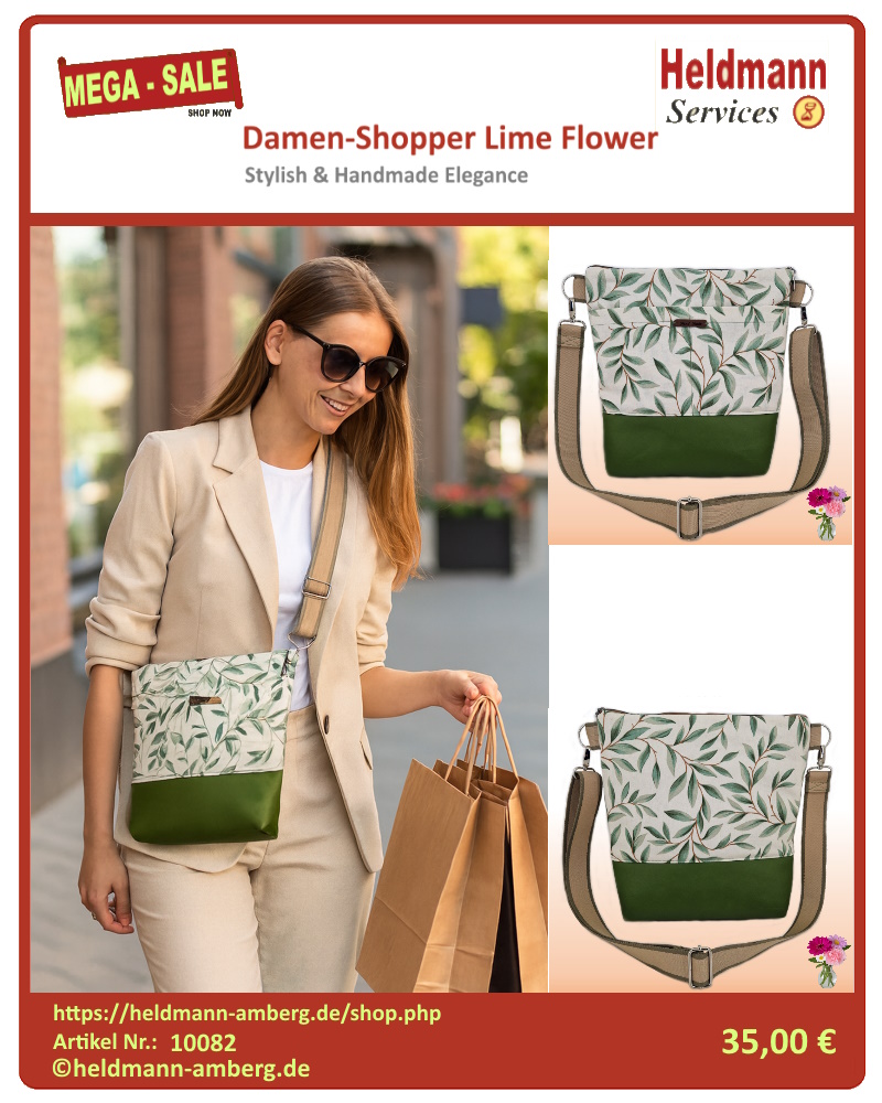 10082 Damen-Shopper Lime Flower