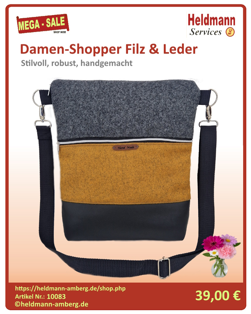 10083 Damen-Shopper Filz & Leder