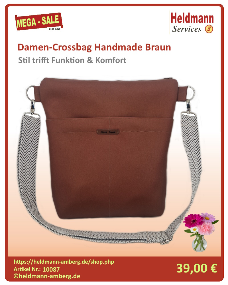 10087 Damen-Crossbag Handmade Braun