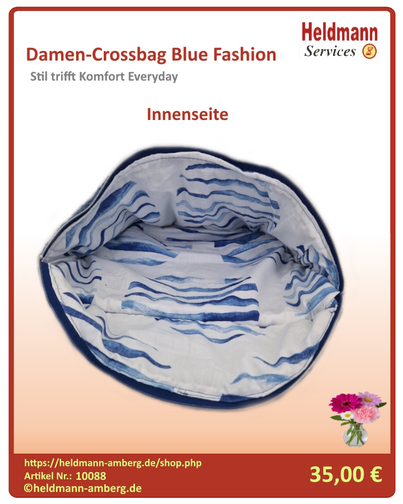 10088 Damen-Crossbag Blue Fashion Innenseite