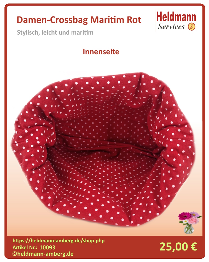 10093 Damen-Crossbag Maritim Rot Innenseite