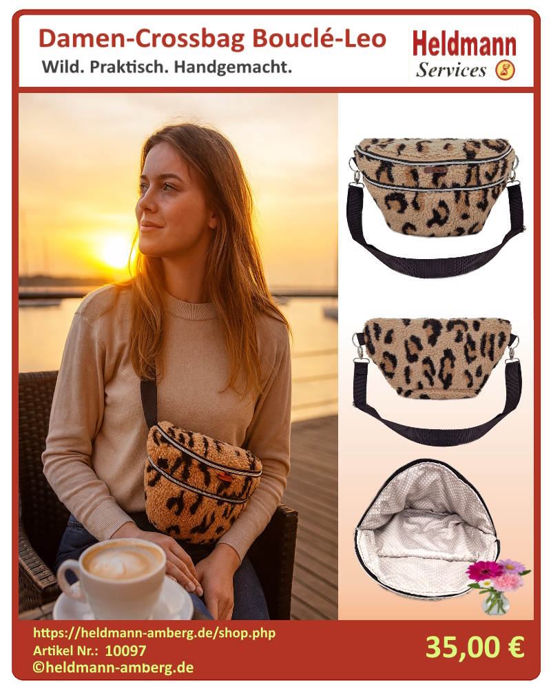 10097 Damen-Crossbag Bouclé-Leo