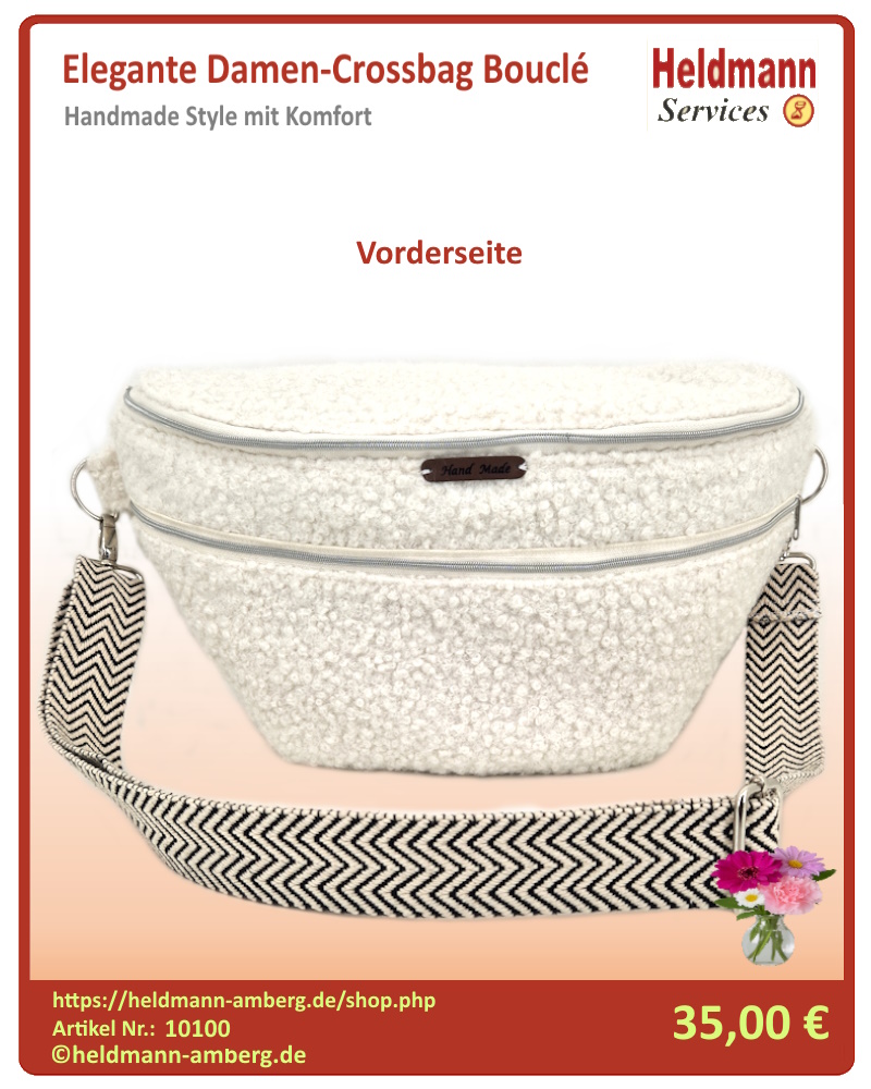 10100 Elegante Damen-Crossbag Bouclé Vorderseite