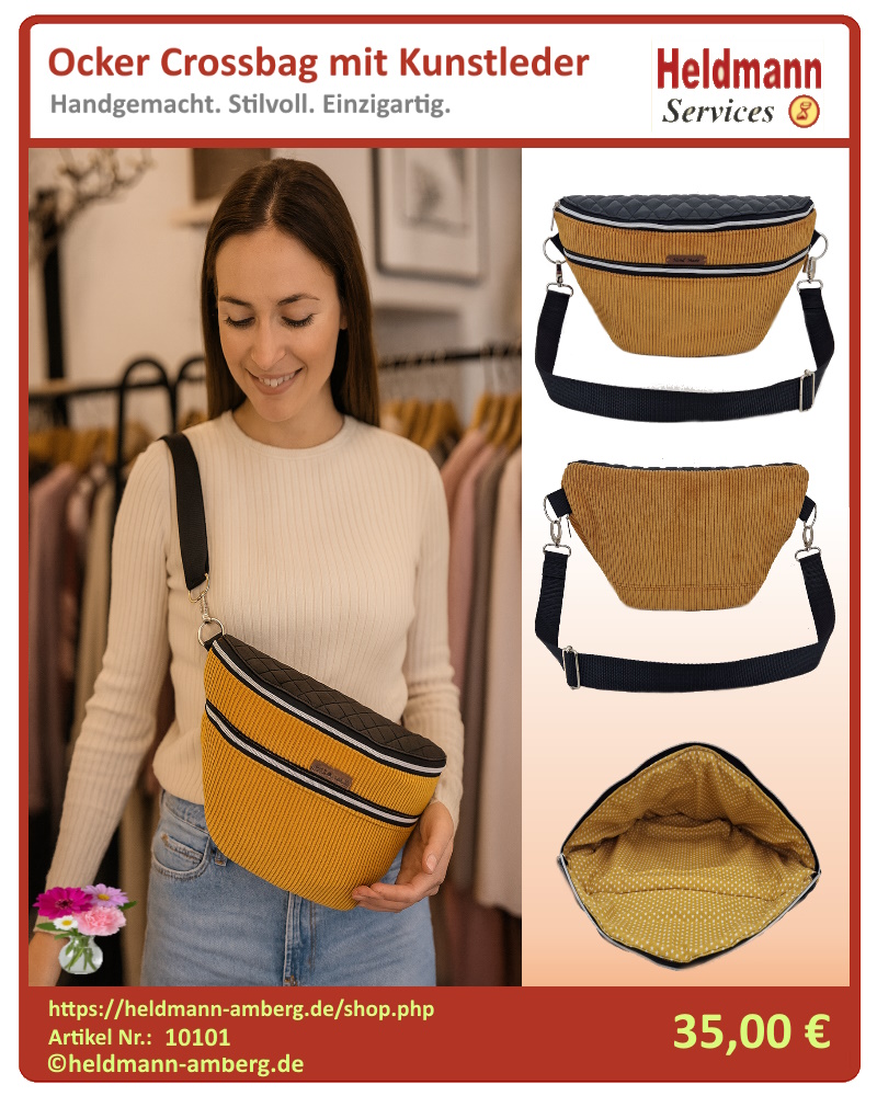 10101 Ocker Crossbag mit Kunstleder