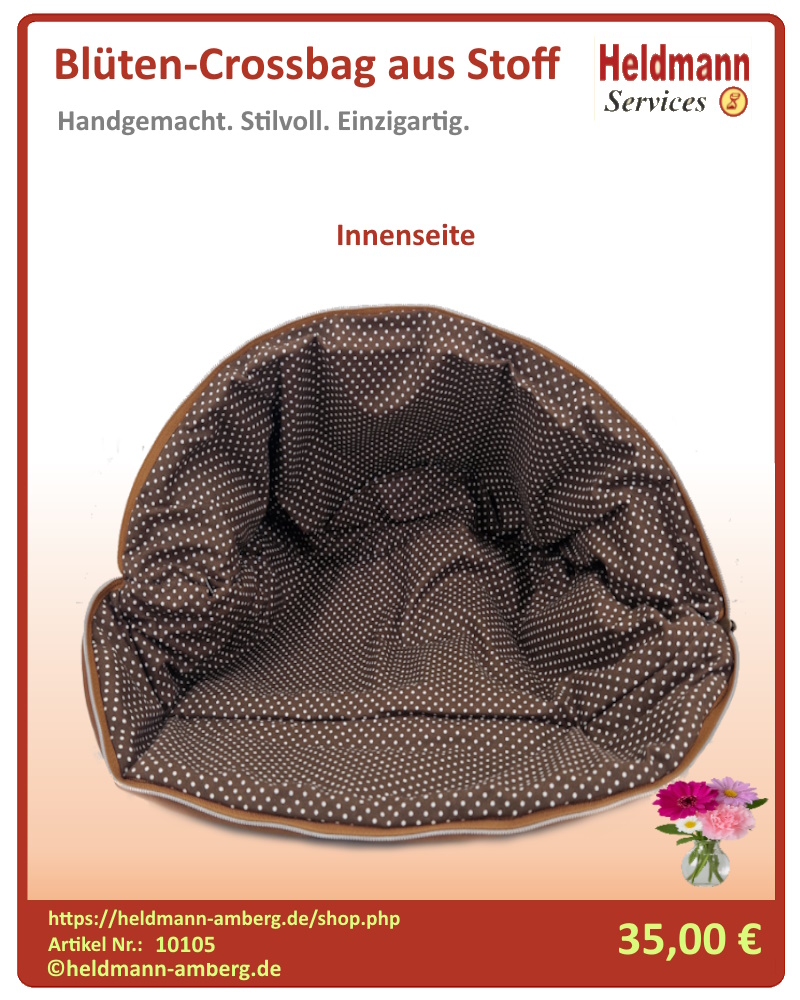 10105 Blüten-Crossbag aus Stoff Innenseite