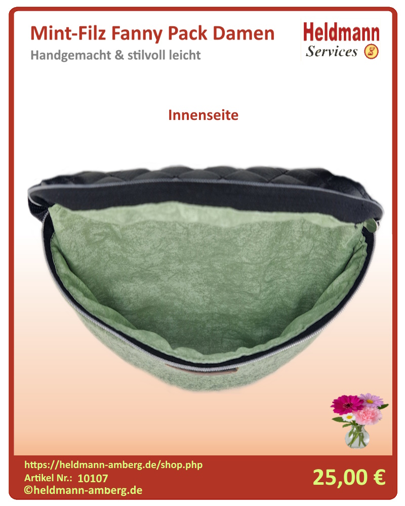 10107 Mint-Filz Fanny Pack Damen Innenseite