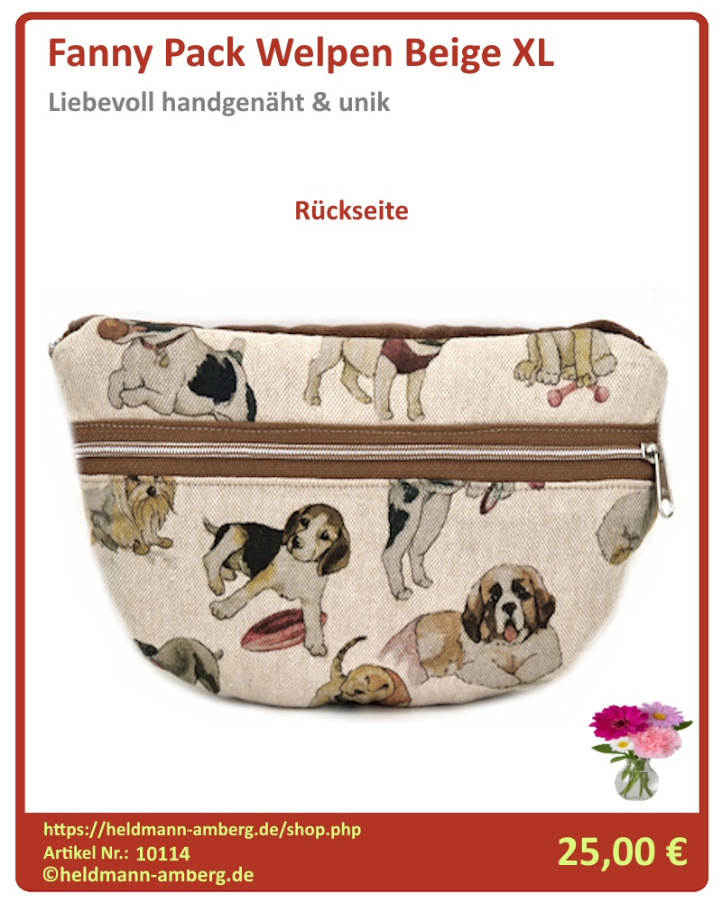 10114 Fanny Pack Welpen Beige XL Rückseite