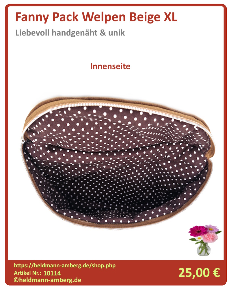 10114 Fanny Pack Welpen Beige XL Innenseite