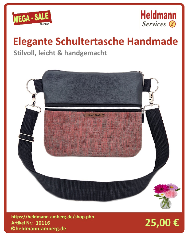 10116 Elegante Schultertasche Handmade