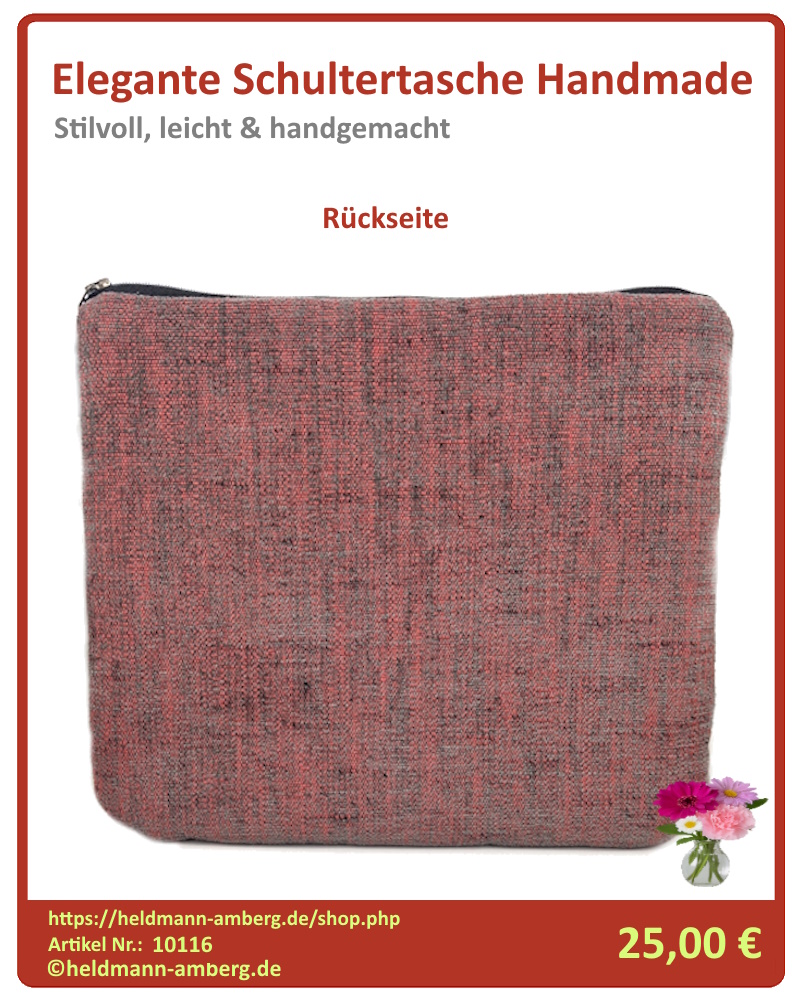 10116 Elegante Schultertasche Handmade Rückseite