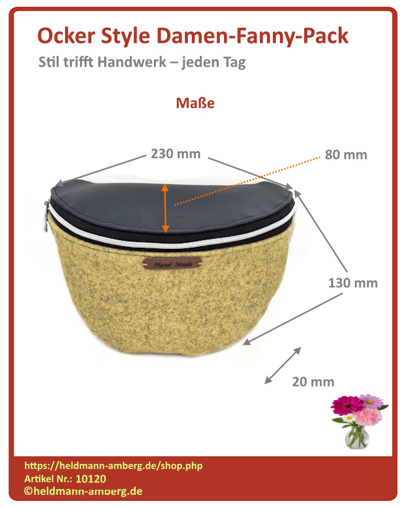10120 Ocker Style Damen-Fanny-Pack Maße