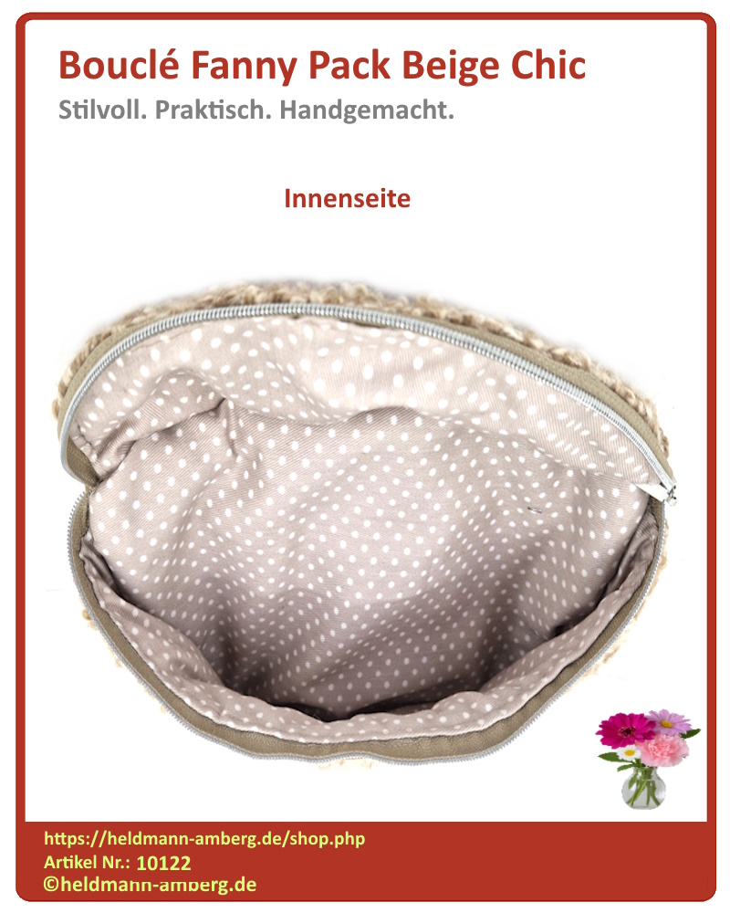 10122 Bouclé Fanny Pack Beige Chic Innenseite