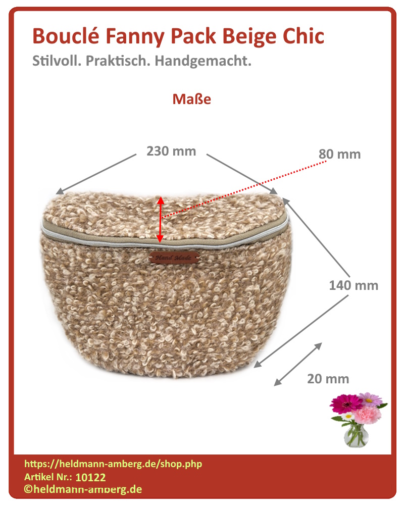 10122 Bouclé Fanny Pack Beige Chic Maße