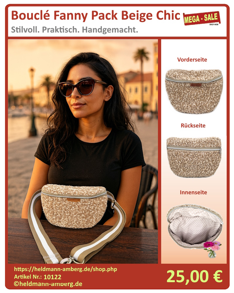 10122 Bouclé Fanny Pack Beige Chic