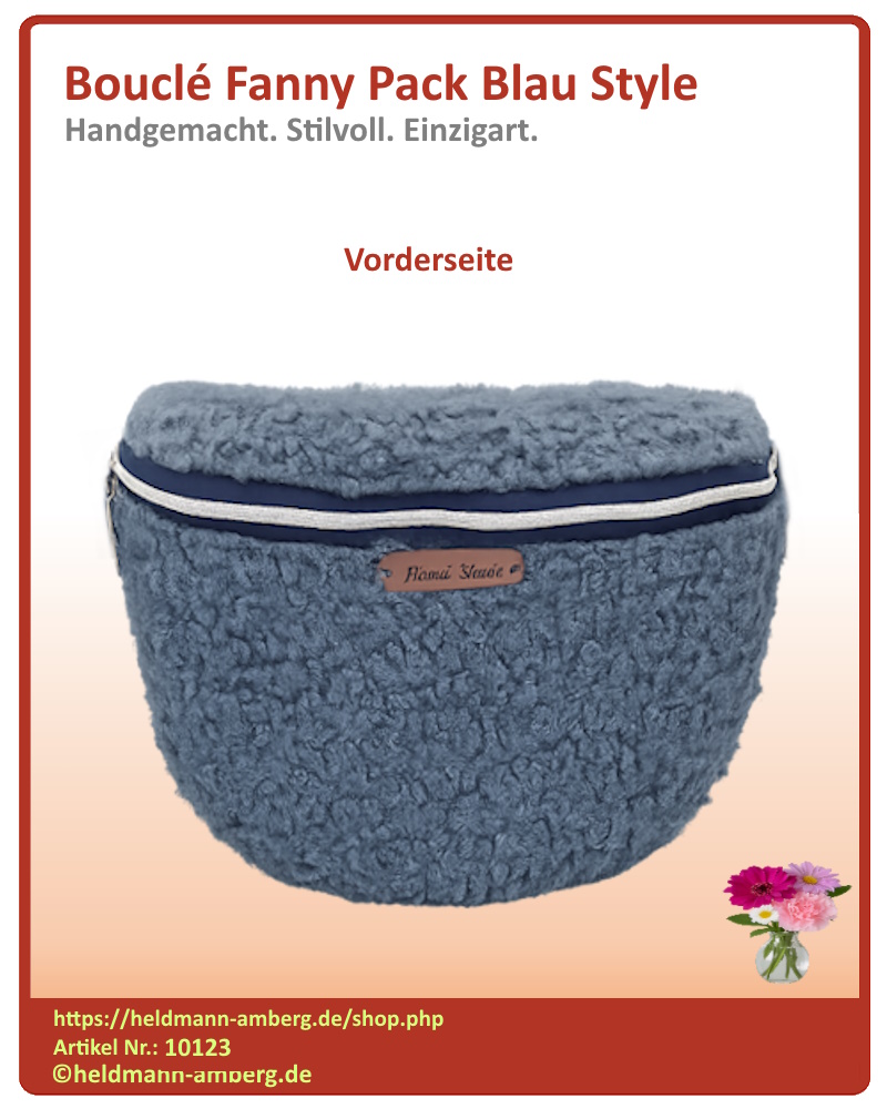 10123 Bouclé Fanny Pack Blau Style Vorderseite