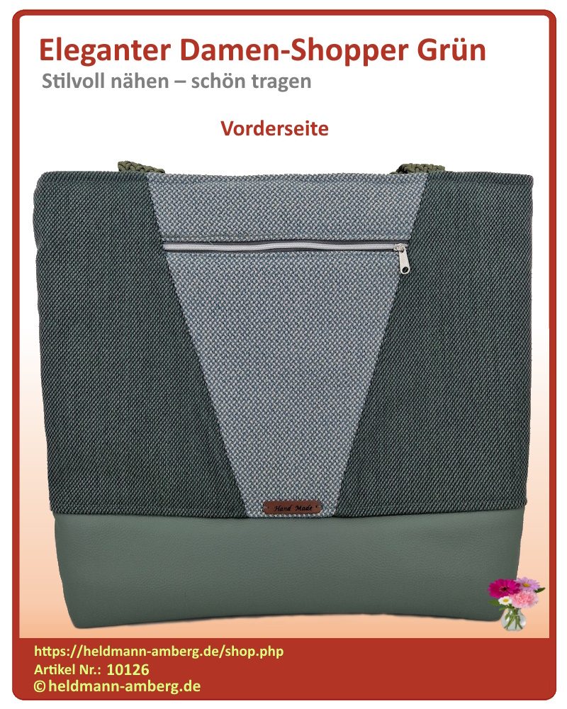 10126 Eleganter Damen-Shopper Grün Vorderseite