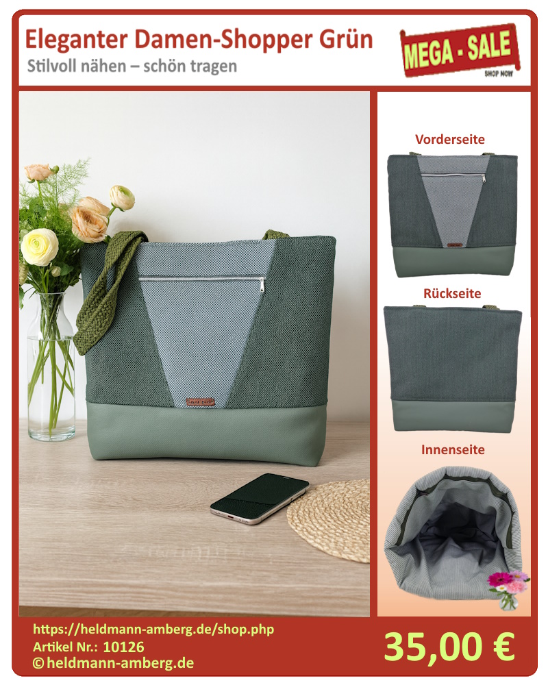 10126 Eleganter Damen-Shopper Grün