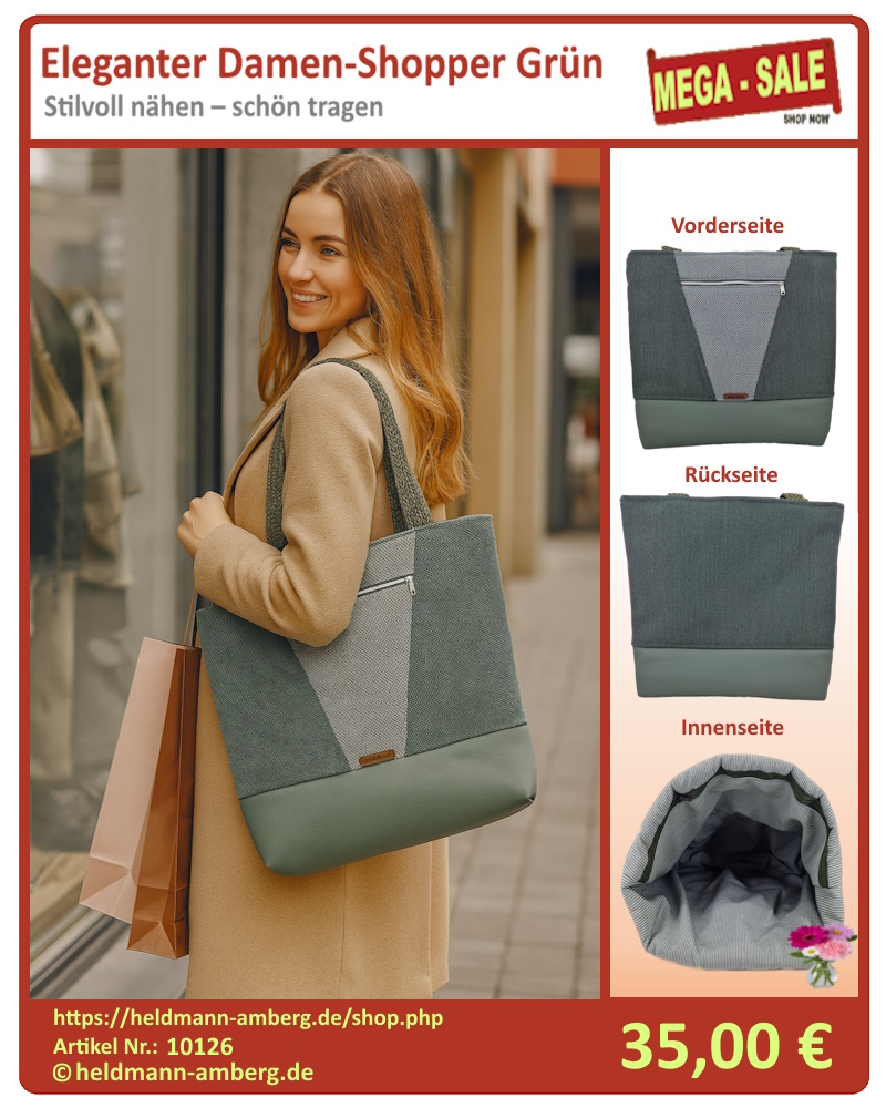 10126 Eleganter Damen-Shopper Grün