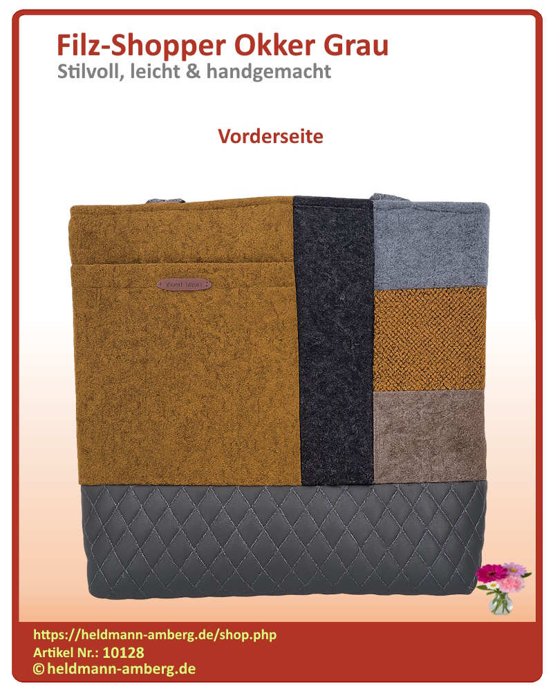10128 Filz-Shopper Okker Grau Vorderseite