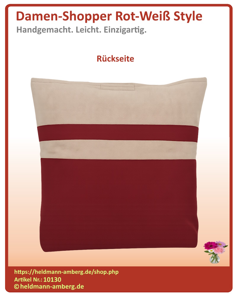 10130 Damen-Shopper Rot-Weiß Style Rückseite