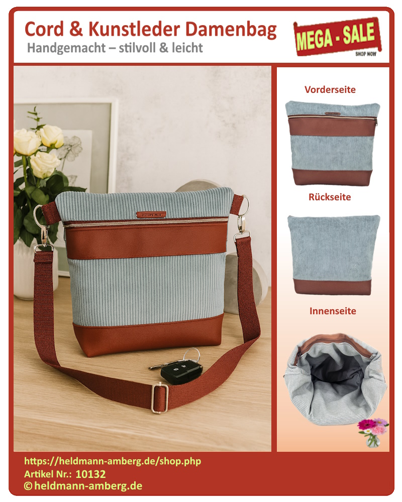 10132 Cord & Kunstleder Damenbag