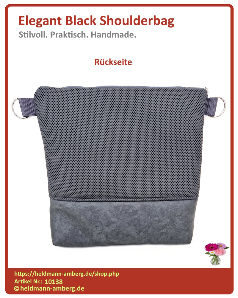 10138 Elegant Black Shoulderbag Rückseite