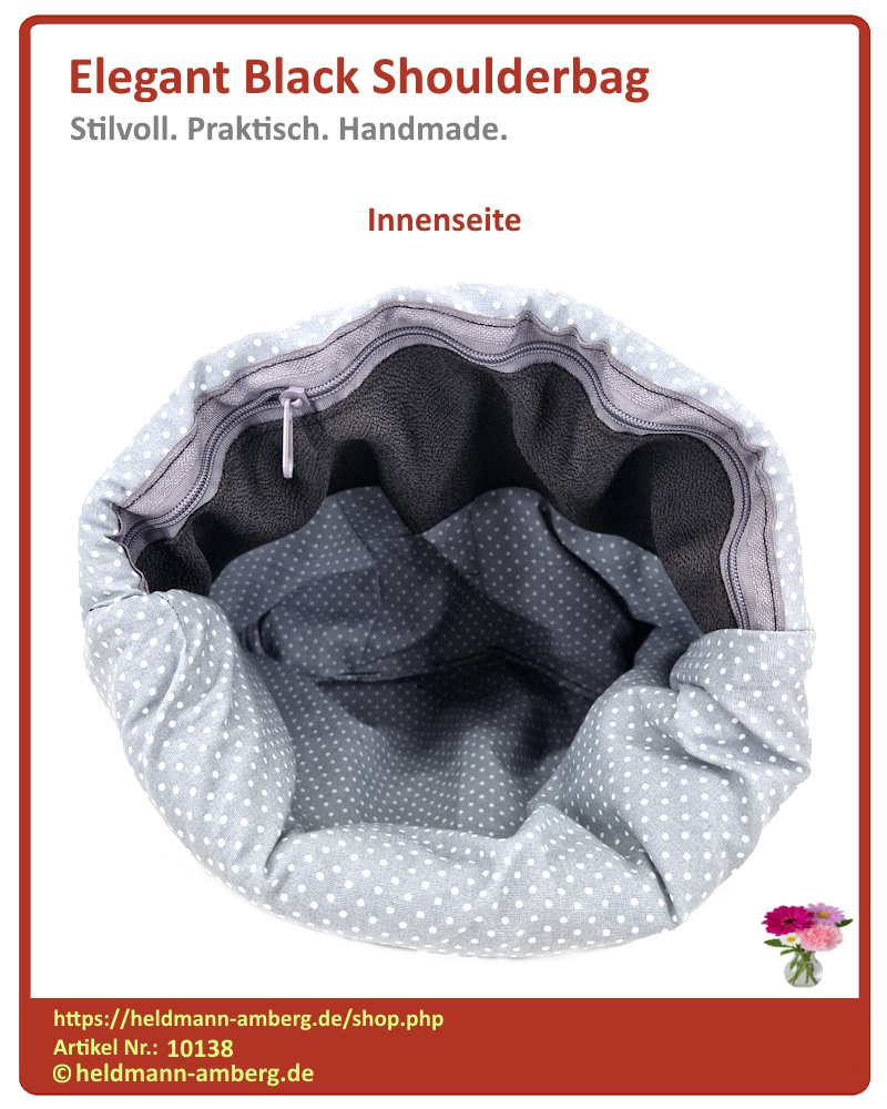 10138 Elegant Black Shoulderbag Innenseite