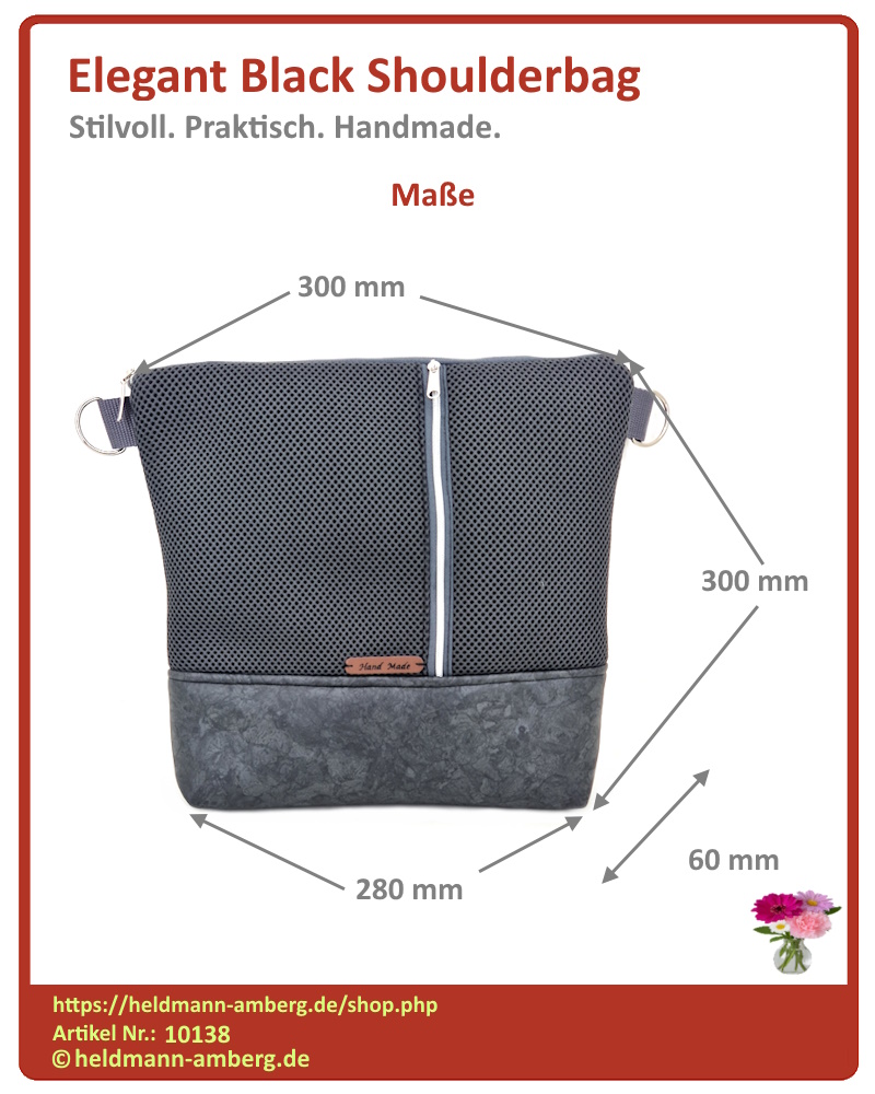 10138 Elegant Black Shoulderbag Maße