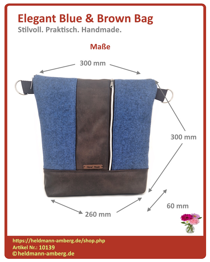 10139 Elegant Blue & Brown Bag Maße