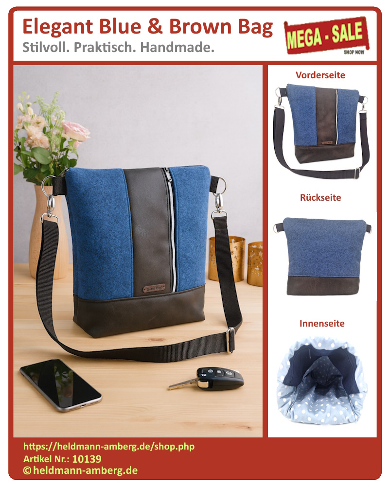 10139 Elegant Blue & Brown Bag