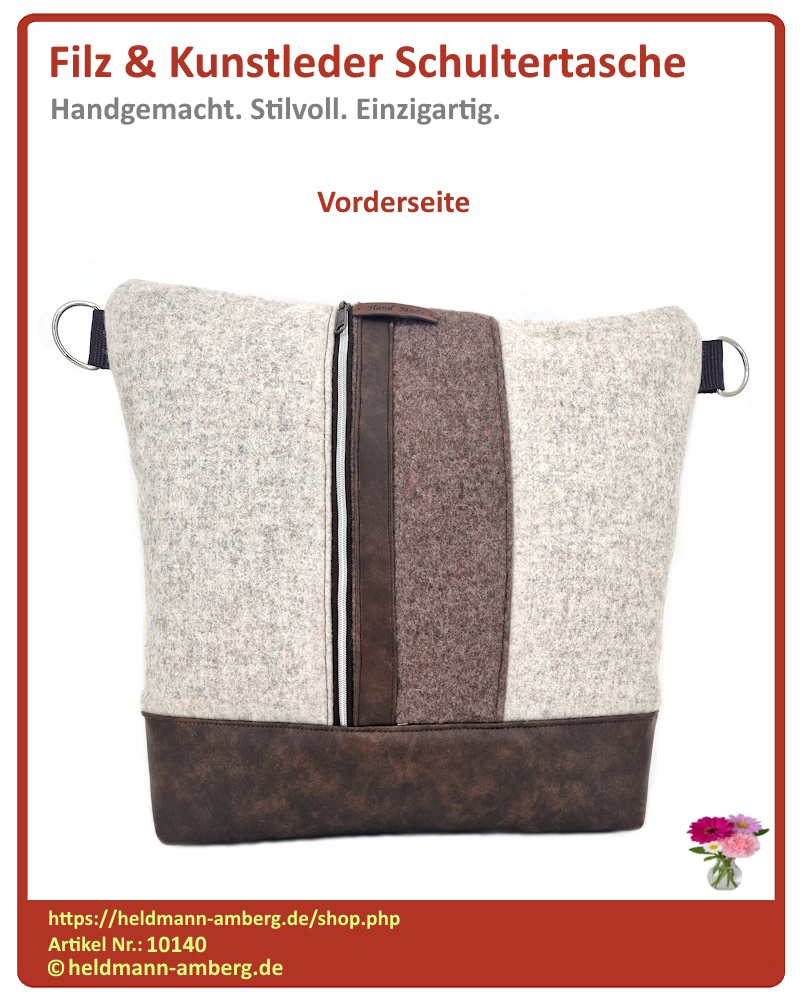 10140 Filz & Kunstleder Schultertasche Vorderseite
