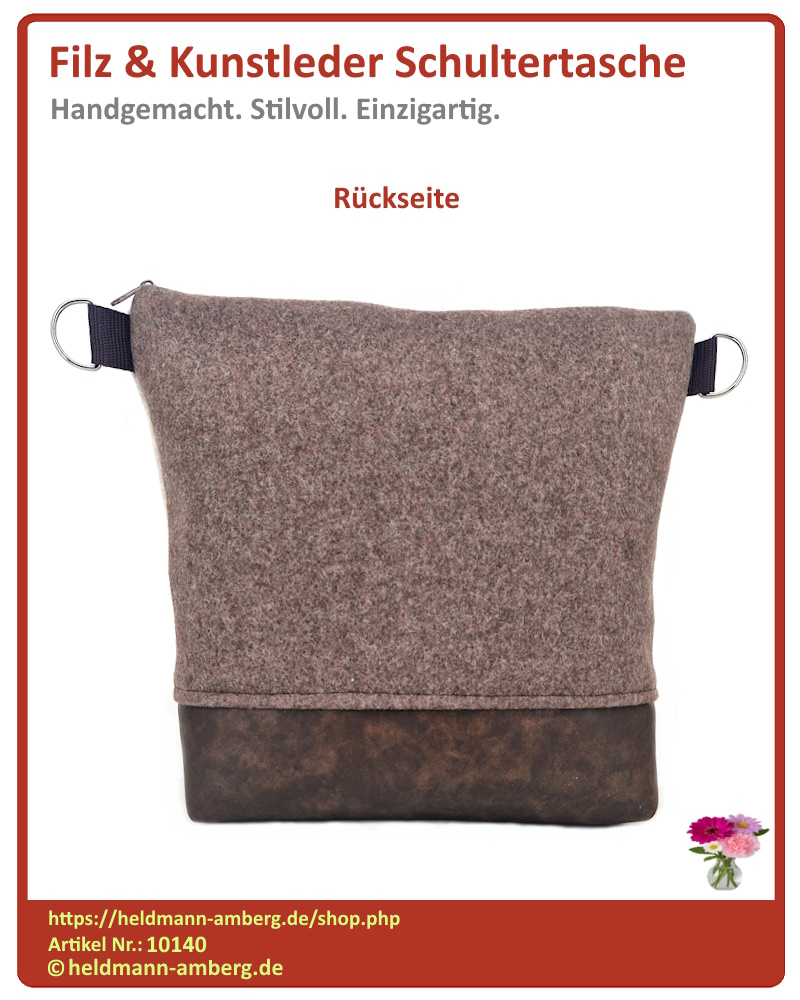 10140 Filz & Kunstleder Schultertasche Rückseite