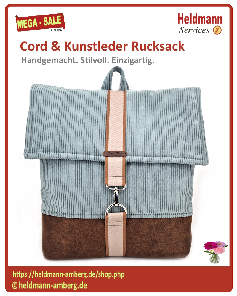 10150 Cord & Kunstleder Rucksack Vorderseite