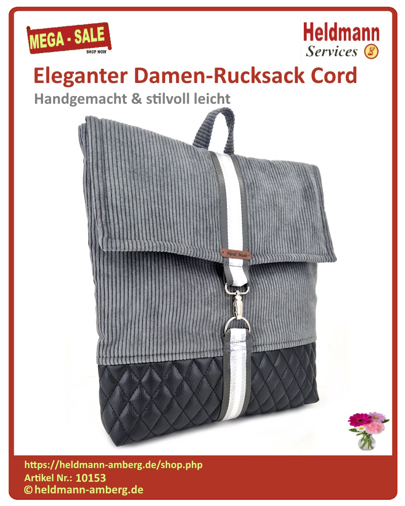 10153 Eleganter Damen-Rucksack Cord