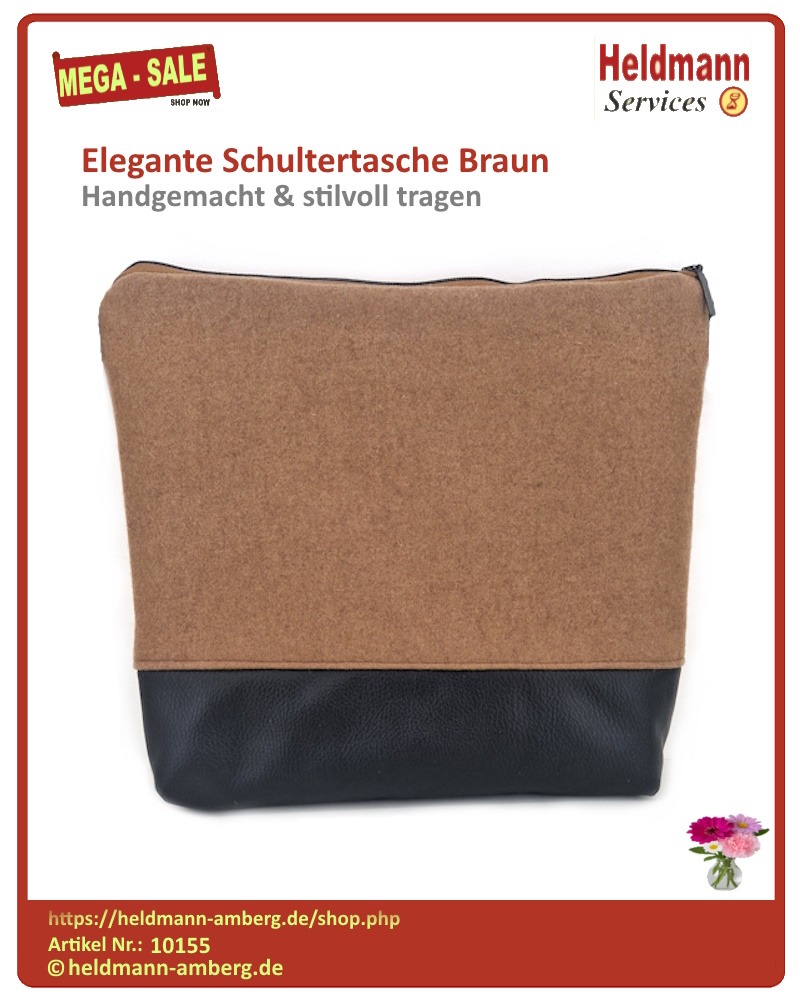 10155 Elegante Schultertasche Braun Rückseite